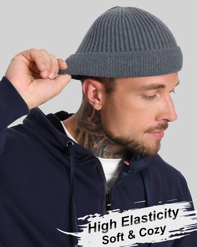 Roybens Short Fisherman Beanie for Men Women, Wool Warm Winter Hat, Swag Knit Cuff Soft Trawler Beanies Watch Cap Skull Caps - Image 5